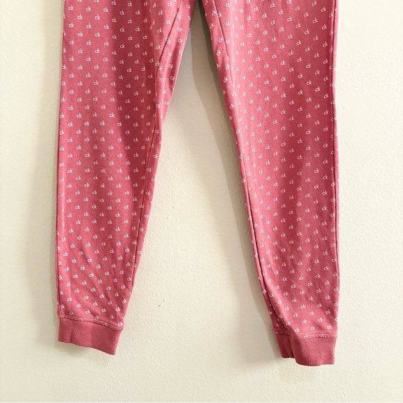 Calvin Klein Pink CK Pattern Cotton Cuffed Joggers - Picture 9 of 16